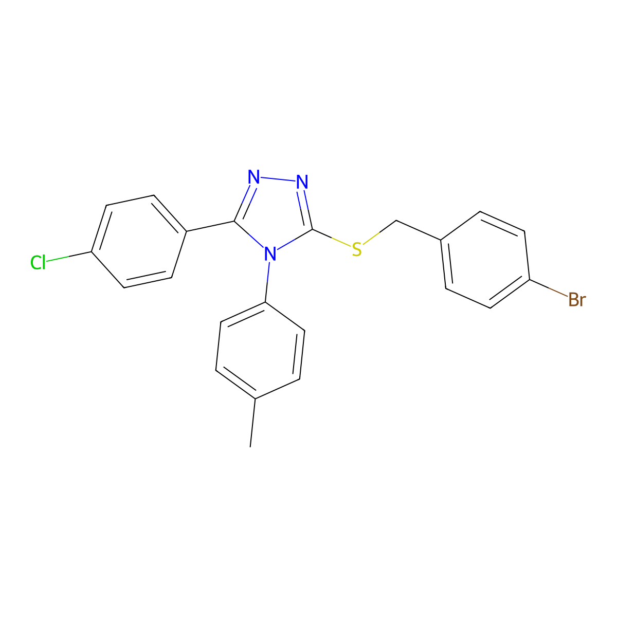 4-Bromobenzyl 5-(4-CL-phenyl)-4-(4-methylphenyl)-4H-1,2,4-triazol-3-YL sulfide molecular structure, CAS 477333-06-5