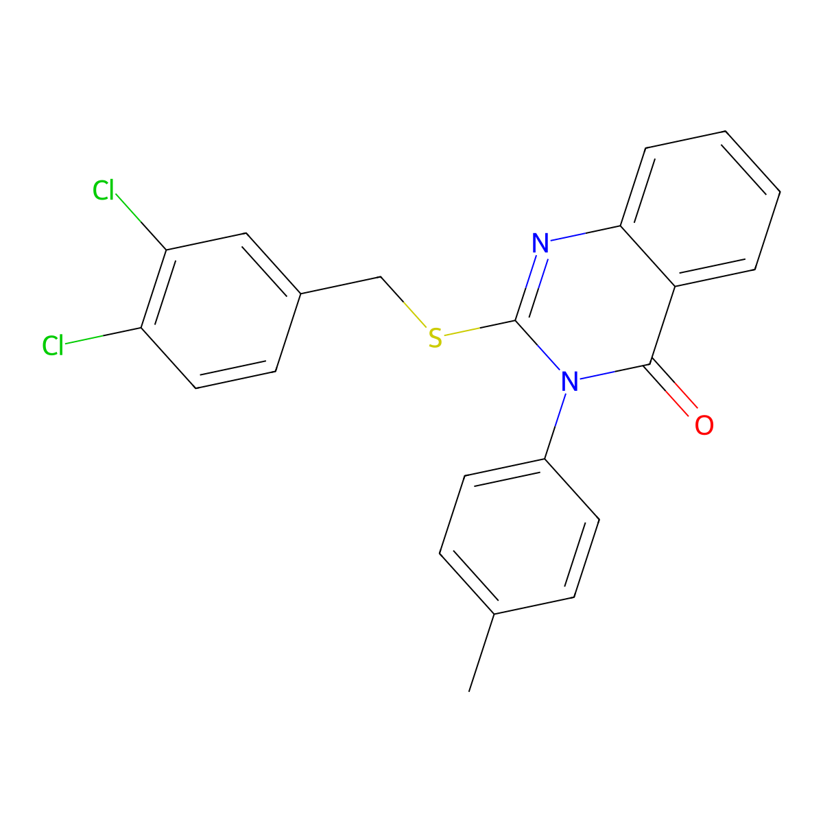 2-((3,4-Dichlorobenzyl)thio)-3-(4-methylphenyl)-4(3H)-quinazolinone molecular structure, CAS 477333-07-6