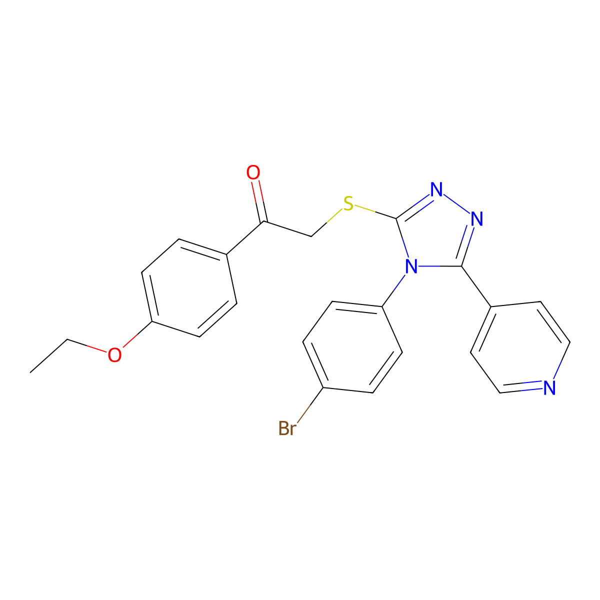 2((4-(4-BR-PH)5-(4-Pyridinyl)4H-1,2,4-triazol-3-YL)thio)-1-(4-ethoxy-PH)ethanone molecular structure, CAS 477333-11-2