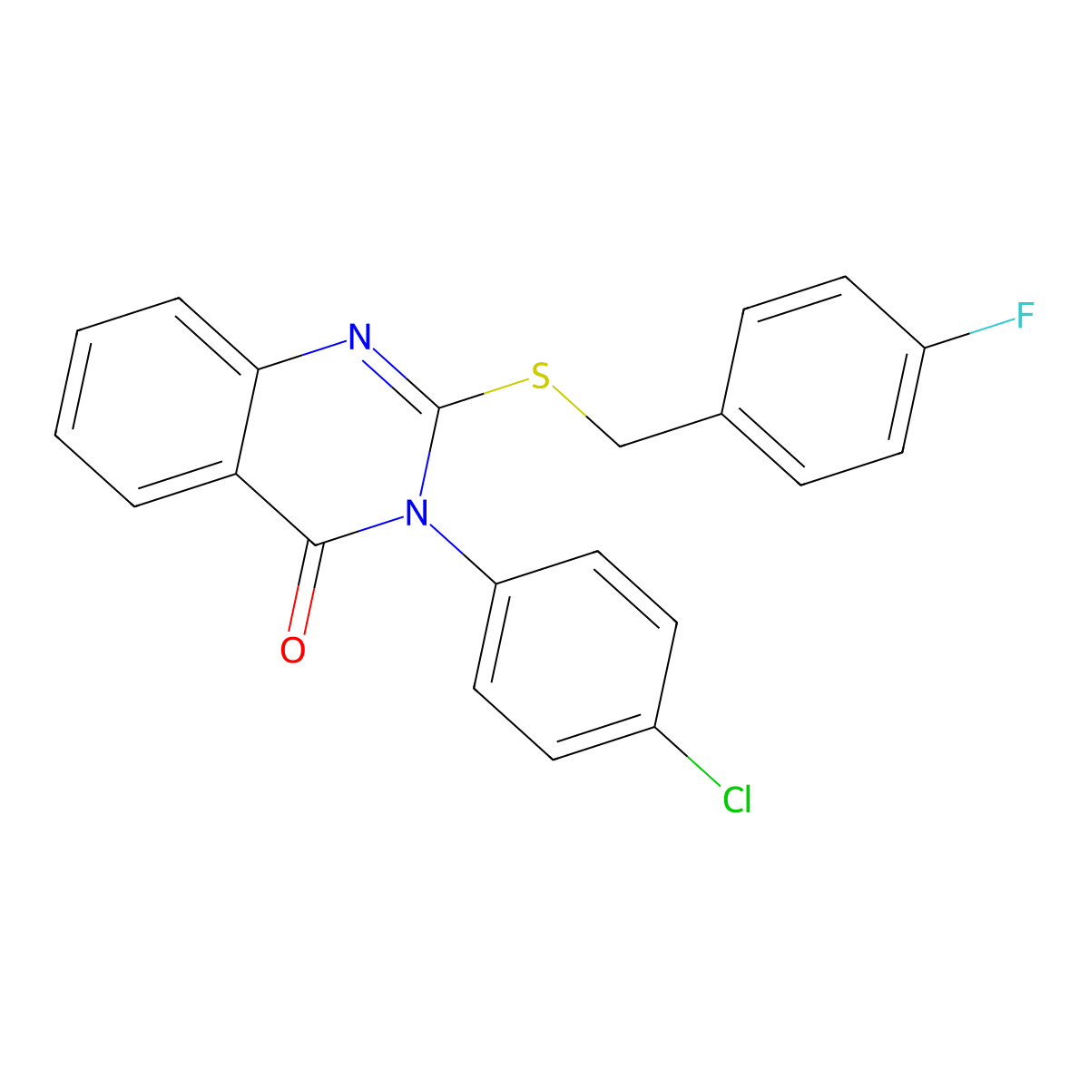 3-(4-Chlorophenyl)-2-((4-fluorobenzyl)thio)-4(3H)-quinazolinone molecular structure, CAS 477333-37-2