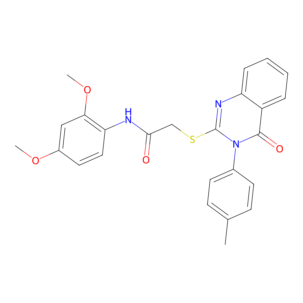 N-(2,4-Dimethoxyphenyl)-2-((3-(4-methylphenyl)-4-oxo-3,4-dihydro-2-quinazolinyl)sulfanyl)acetamide molecular structure, CAS 477333-43-0
