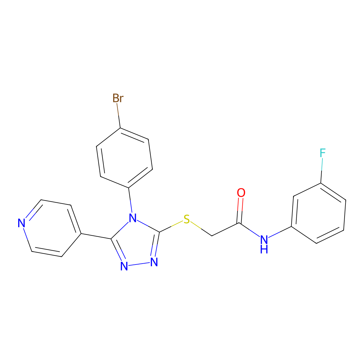 2-((4-(4-BR-PH)-5-(4-Pyridinyl)-4H-1,2,4-triazol-3-YL)thio)-N-(3-F-PH)acetamide molecular structure, CAS 477333-48-5