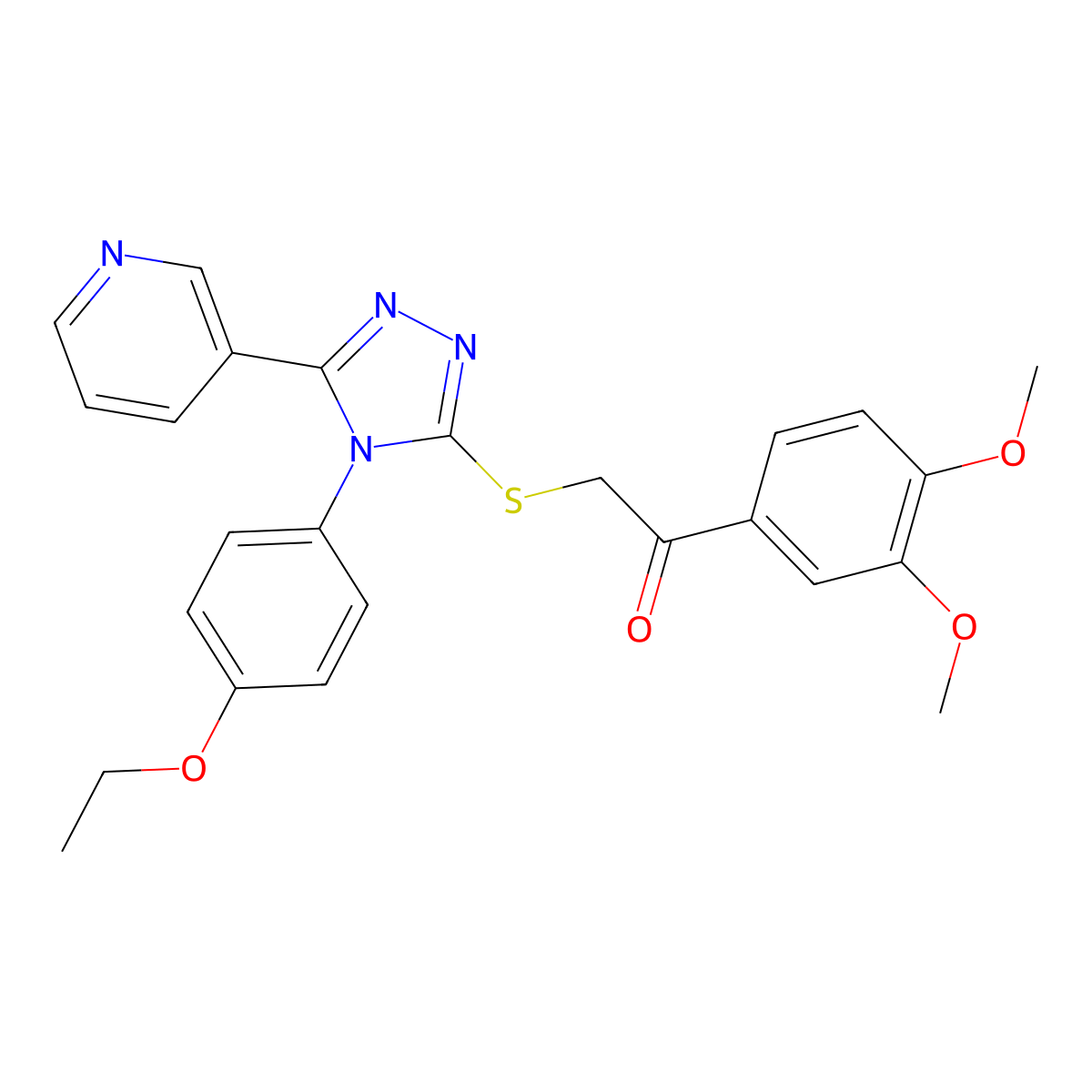 1-(3,4-Dimethoxyphenyl)-2-{[4-(4-ethoxyphenyl)-5-(3-pyridinyl)-4H-1,2,4-triazol-3-YL]sulfanyl}ethanone molecular structure, CAS 477333-49-6