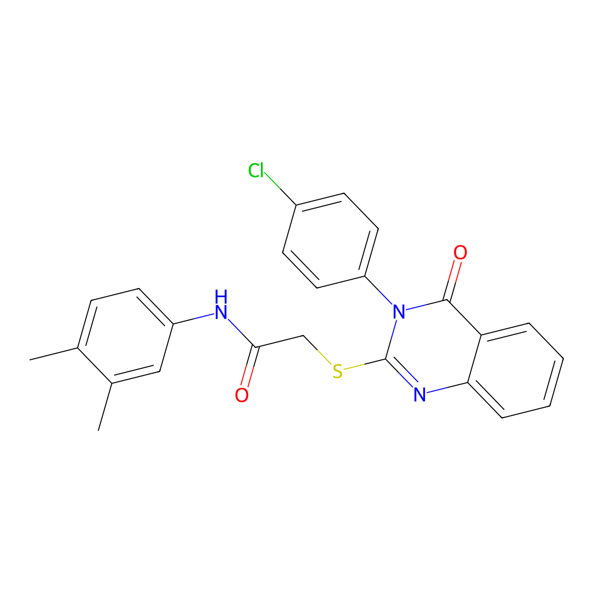 2-((3-(4-Chlorophenyl)-4-oxo-3,4-dihydro-2-quinazolinyl)sulfanyl)-N-(3,4-dimethylphenyl)acetamide molecular structure, CAS 477333-54-3