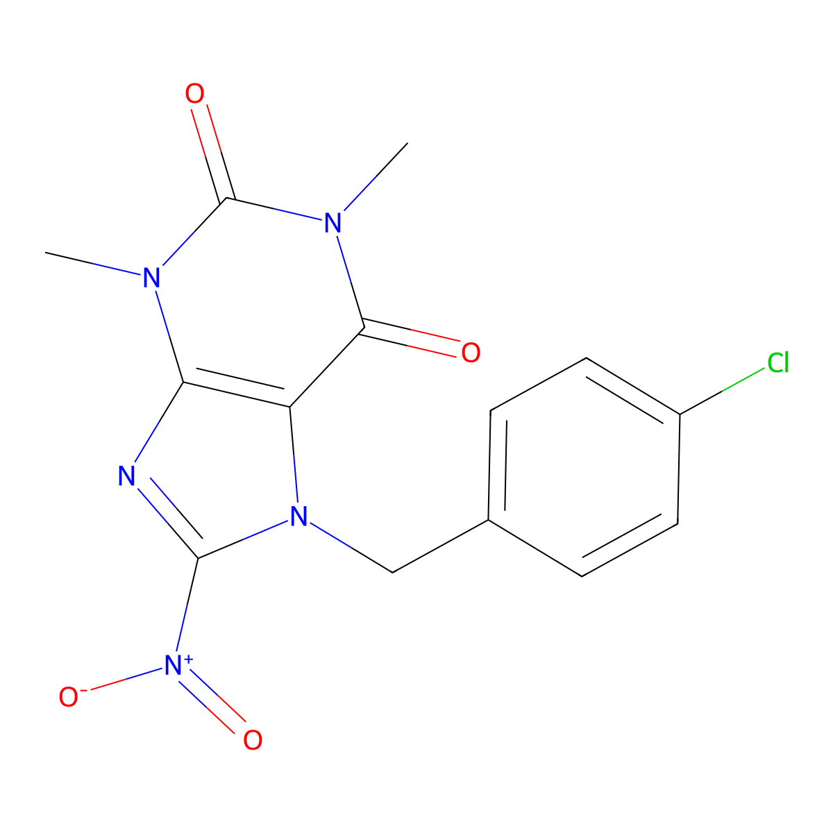 7-(4-Chlorobenzyl)-1,3-dimethyl-8-nitro-3,7-dihydro-1H-purine-2,6-dione molecular structure, CAS 477333-76-9