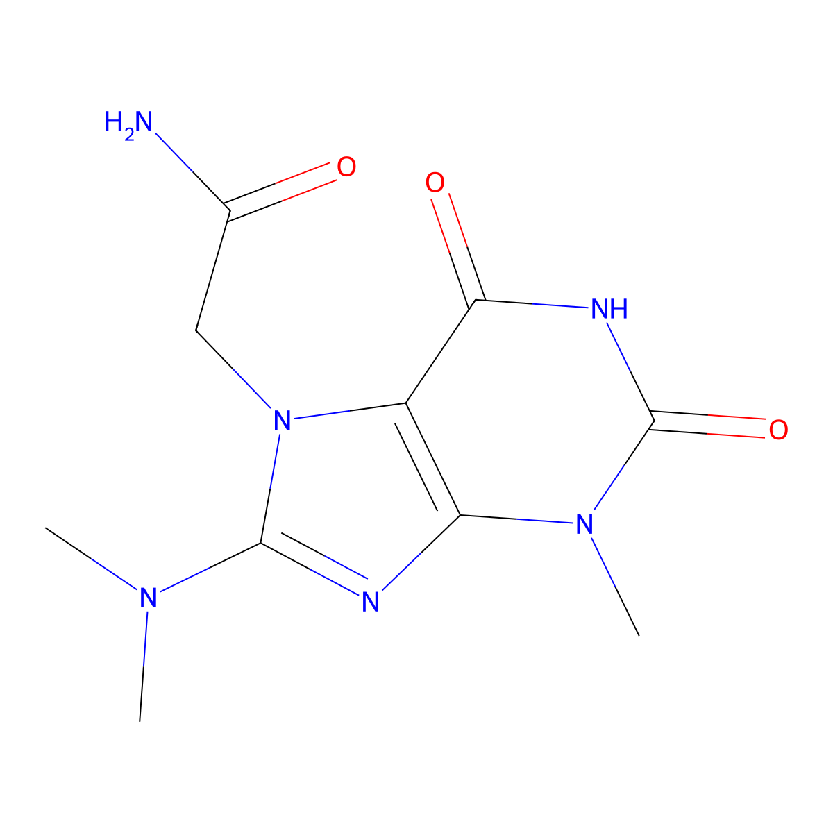 2-[8-(Dimethylamino)-3-methyl-2,6-dioxopurin-7-yl]acetamide molecular structure, CAS 477333-78-1
