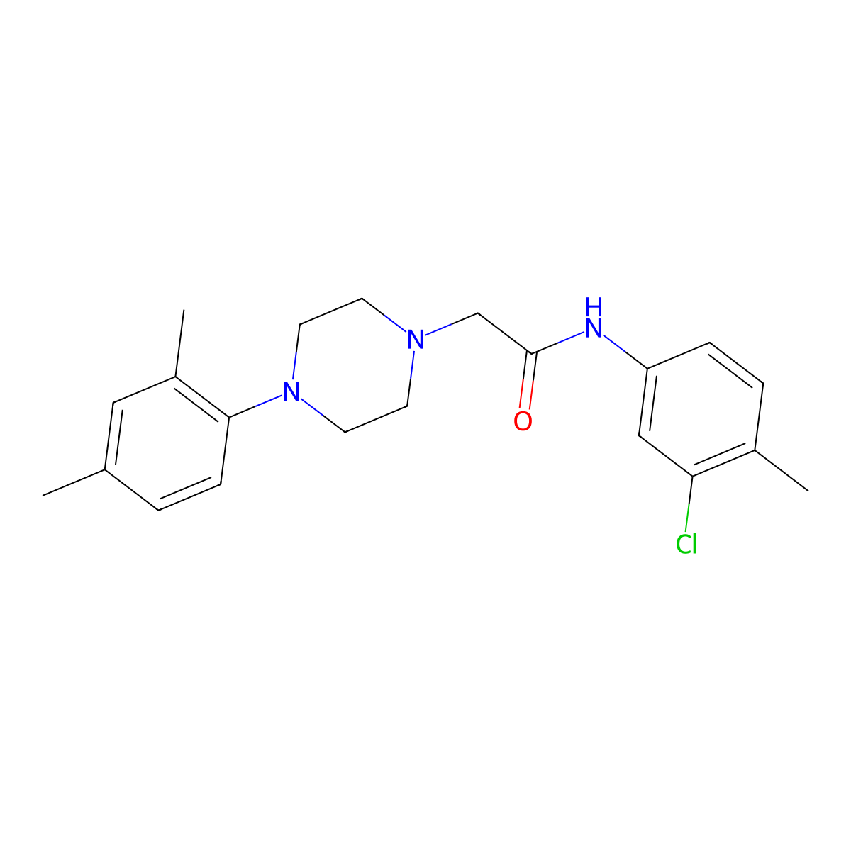 N-(3-Chloro-4-methylphenyl)-2-(4-(2,4-dimethylphenyl)-1-piperazinyl)acetamide molecular structure, CAS 477333-96-3