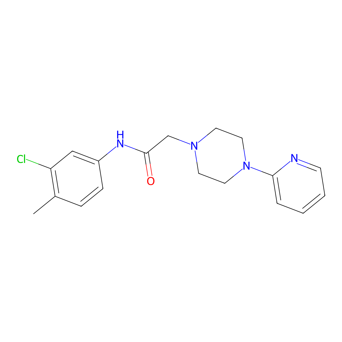 N-(3-Chloro-4-methylphenyl)-2-(4-(2-pyridinyl)-1-piperazinyl)acetamide molecular structure, CAS 477333-98-5