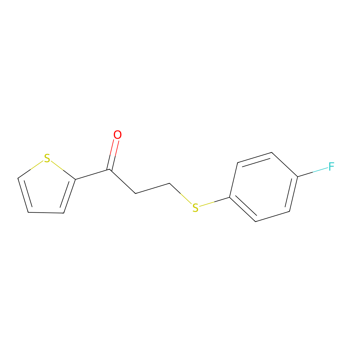 3-[(4-Fluorophenyl)sulfanyl]-1-(2-thienyl)-1-propanone molecular structure, CAS 477334-42-2