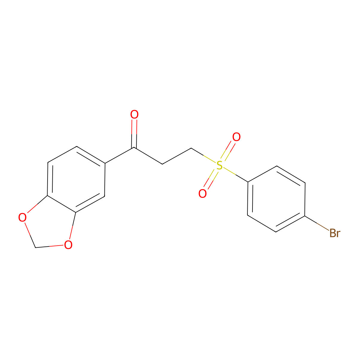 1-(1,3-Benzodioxol-5-yl)-3-[(4-bromophenyl)sulfonyl]-1-propanone molecular structure, CAS 477334-46-6