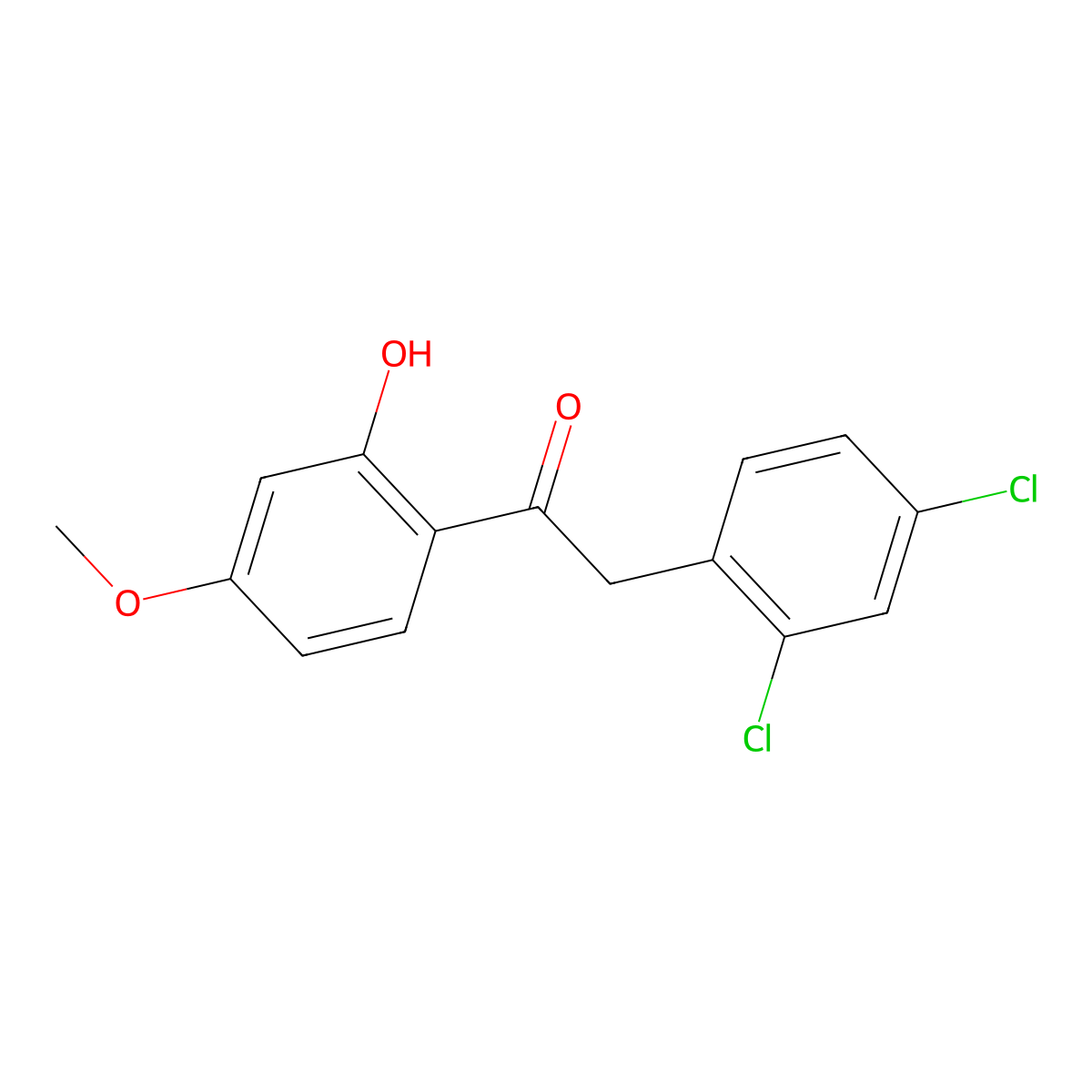 2-(2,4-Dichlorophenyl)-1-(2-hydroxy-4-methoxyphenyl)ethanone molecular structure, CAS 477334-56-8