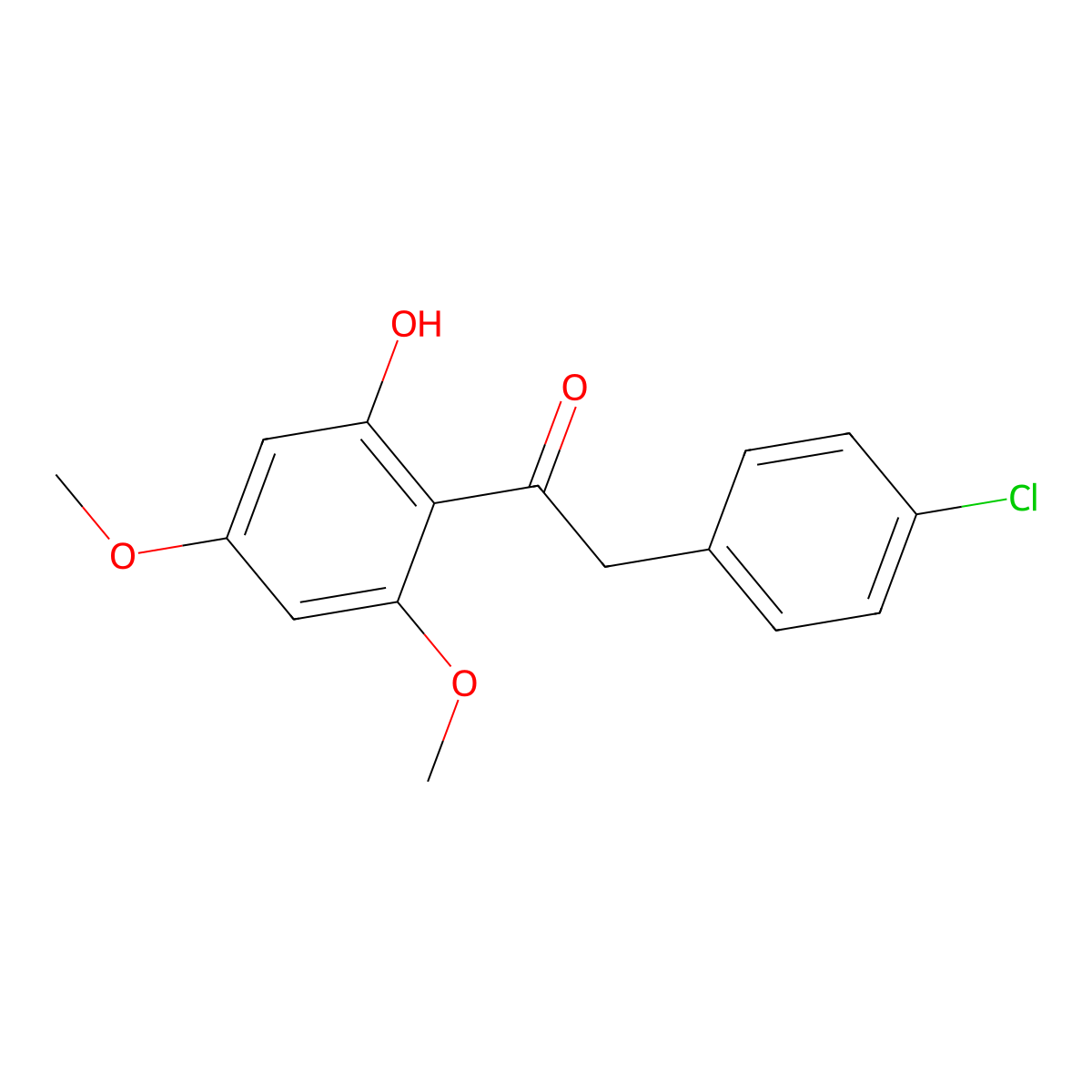 2-(4-Chlorophenyl)-1-(2-hydroxy-4,6-dimethoxyphenyl)ethanone molecular structure, CAS 477334-58-0