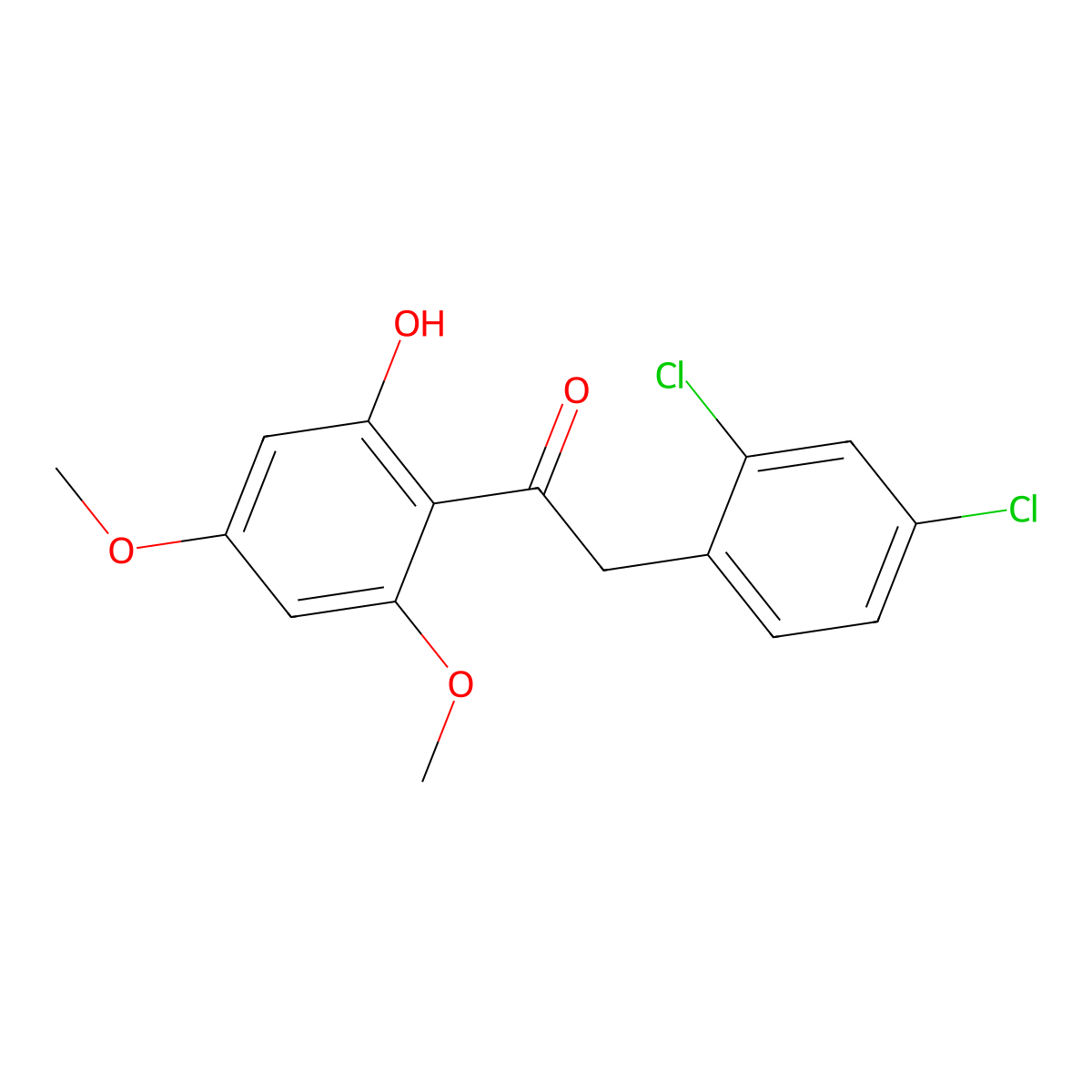 2-(2,4-Dichlorophenyl)-1-(2-hydroxy-4,6-dimethoxyphenyl)ethanone molecular structure, CAS 477334-61-5