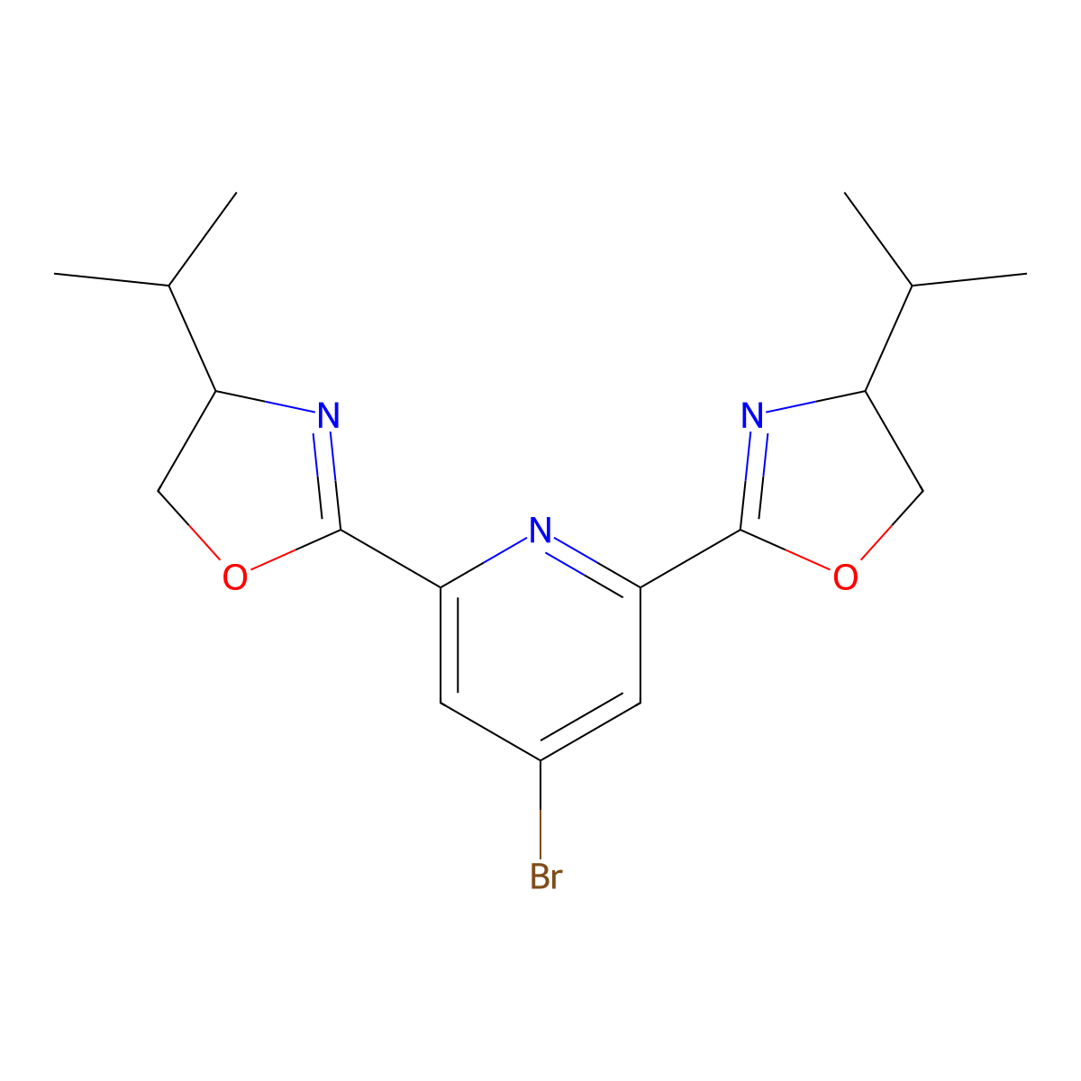 (4S,4'S)-2,2'-(4-Bromopyridine-2,6-diyl)bis(4-isopropyl-4,5-dihydrooxazole) molecular structure, CAS 477351-96-5