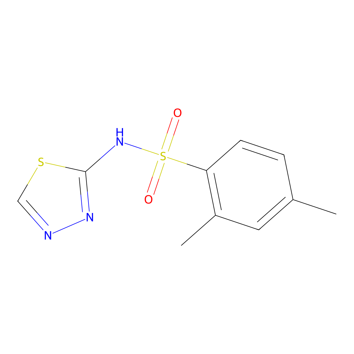 2,4-dimethyl-N-(1,3,4-thiadiazol-2-yl)benzene-1-sulfonamide molecular structure, CAS 477483-03-7