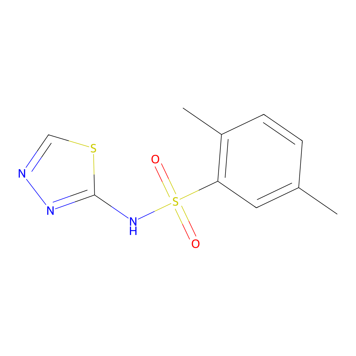 2,5-dimethyl-N-(1,3,4-thiadiazol-2-yl)benzene-1-sulfonamide molecular structure, CAS 477483-09-3