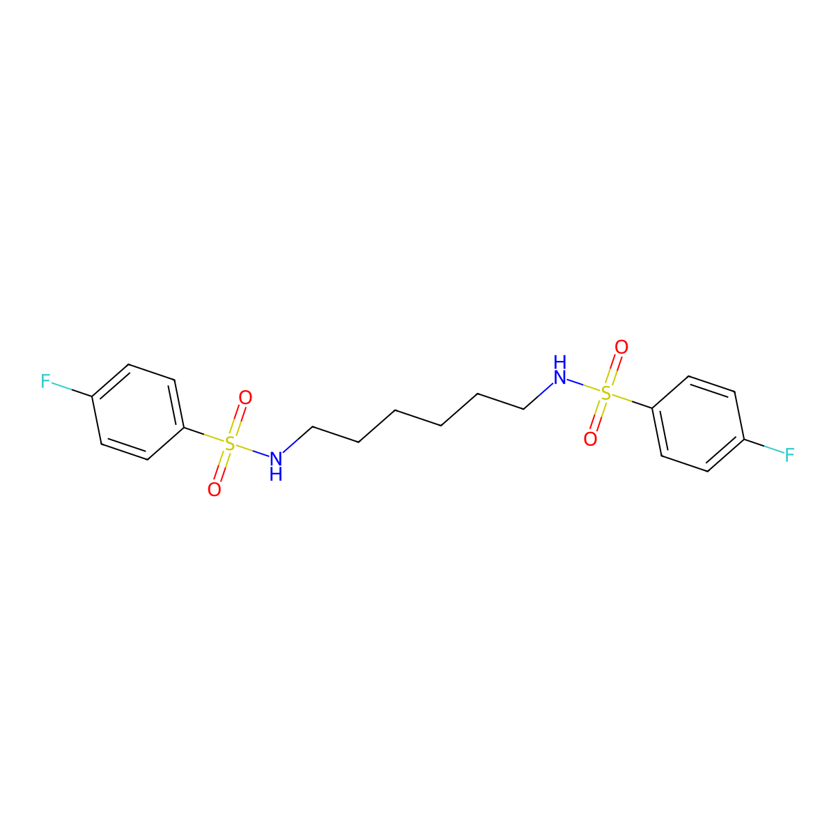 4-fluoro-N-[6-[(4-fluorophenyl)sulfonylamino]hexyl]benzenesulfonamide molecular structure, CAS 477483-28-6
