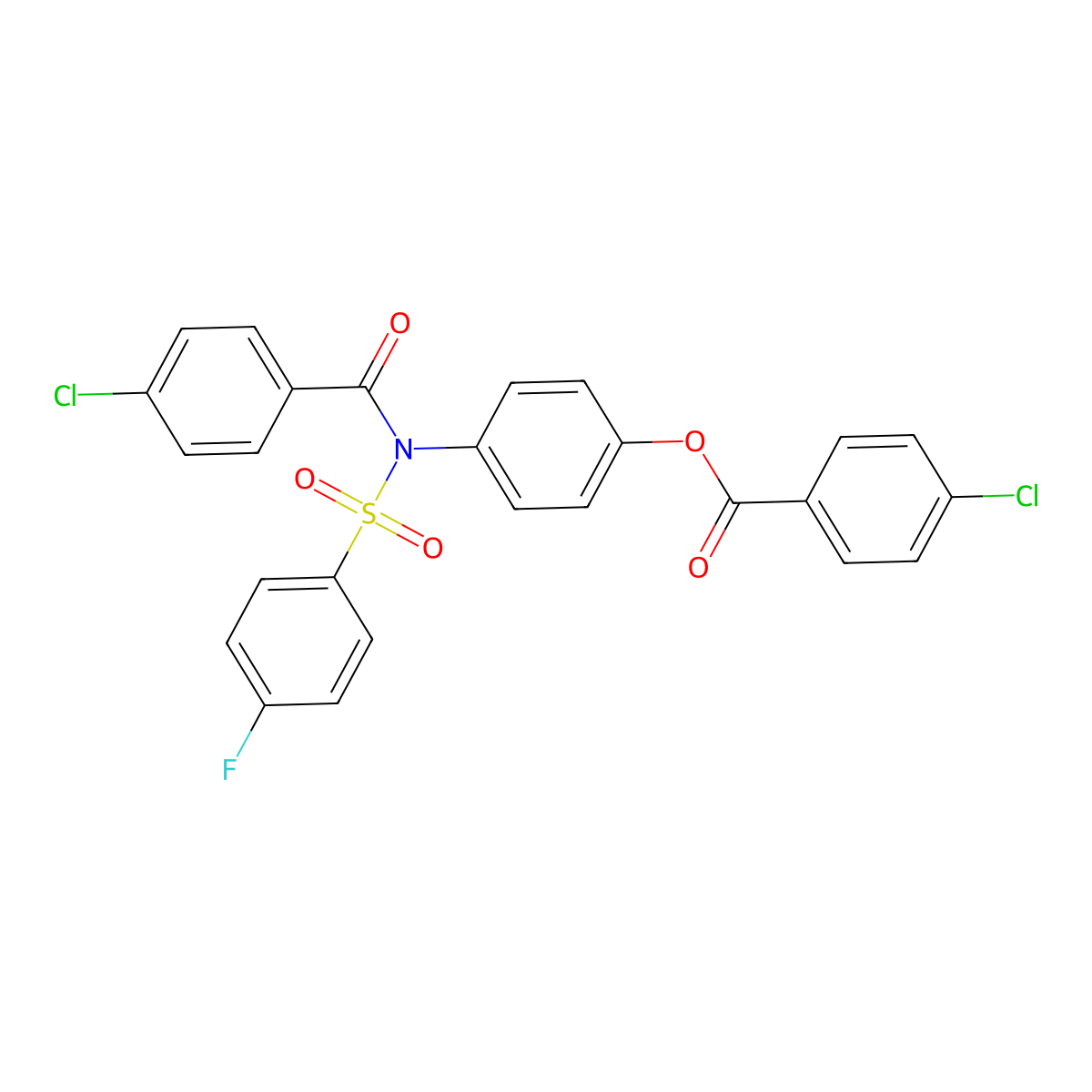 4-(4-chloro-N-((4-fluorophenyl)sulfonyl)benzamido)phenyl 4-chlorobenzoate molecular structure, CAS 477483-93-5
