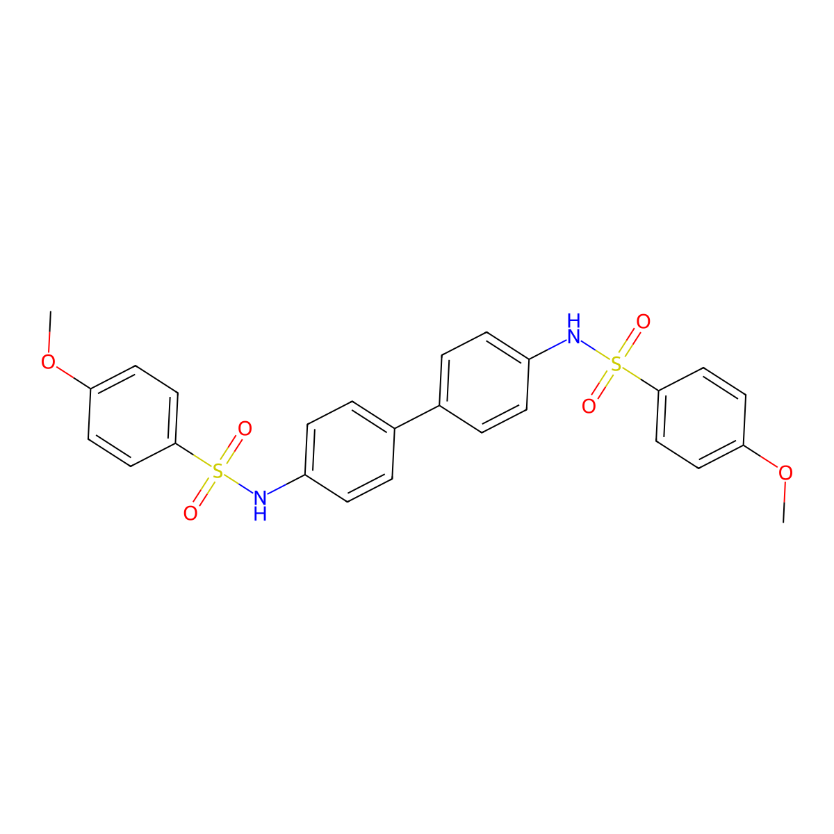 4-methoxy-N-[4-[4-[(4-methoxyphenyl)sulfonylamino]phenyl]phenyl]benzenesulfonamide molecular structure, CAS 477485-18-0