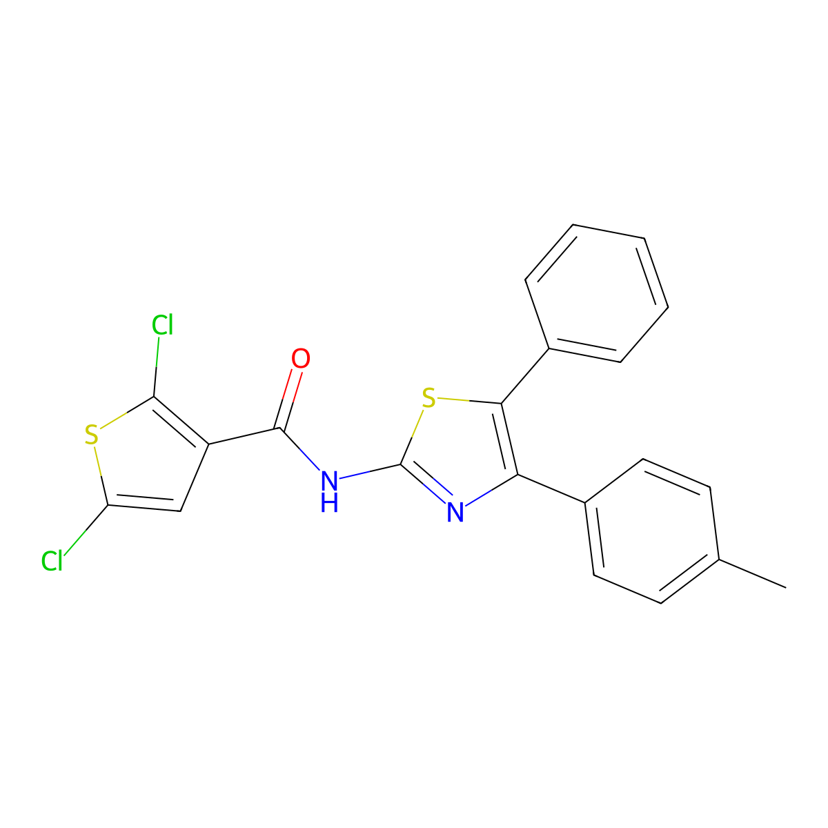 2,5-dichloro-N-[4-(4-methylphenyl)-5-phenyl-1,3-thiazol-2-yl]thiophene-3-carboxamide molecular structure, CAS 477485-27-1