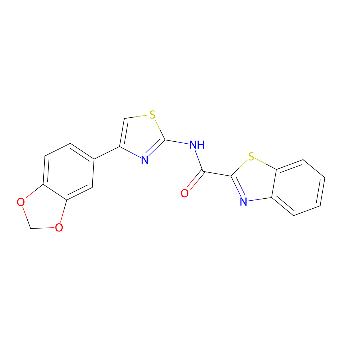 N-(4-(benzo[d][1,3]dioxol-5-yl)thiazol-2-yl)benzo[d]thiazole-2-carboxamide molecular structure, CAS 477485-31-7