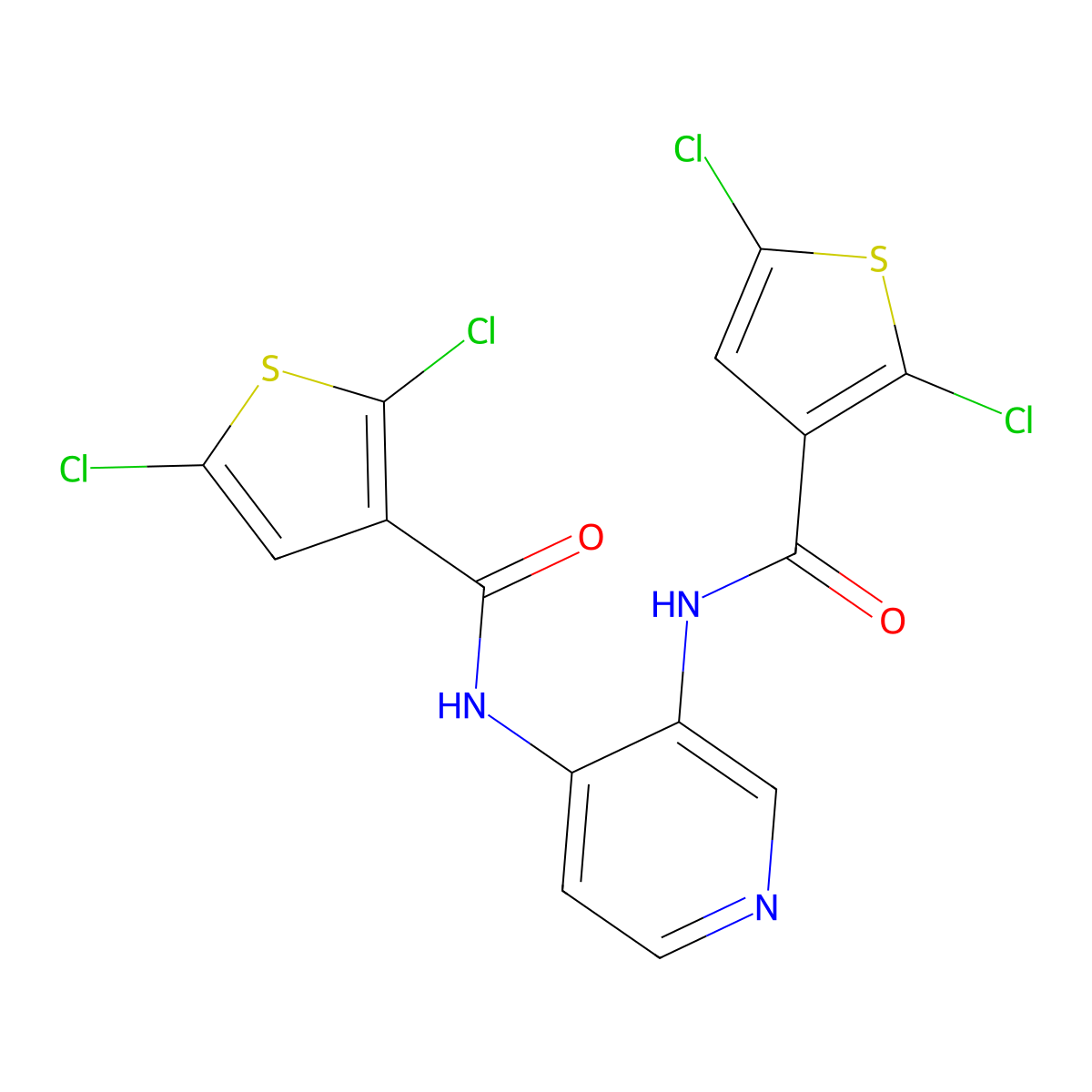 2,5-dichloro-N-[3-[(2,5-dichlorothiophene-3-carbonyl)amino]pyridin-4-yl]thiophene-3-carboxamide molecular structure, CAS 477485-37-3