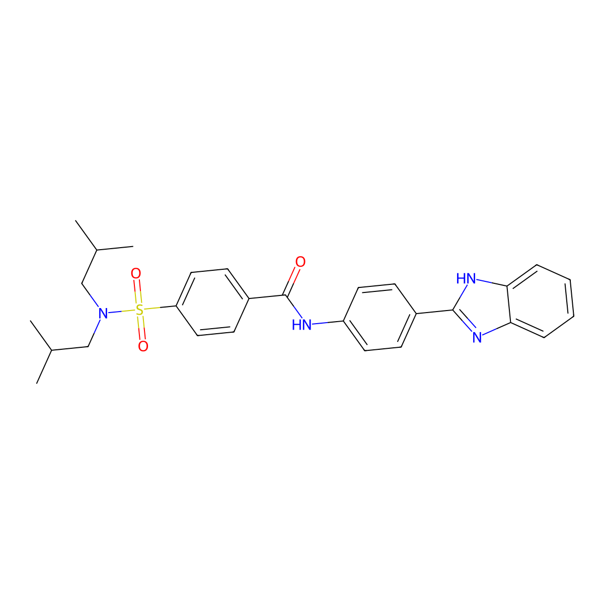 N-(4-(1H-benzo[d]imidazol-2-yl)phenyl)-4-(N,N-diisobutylsulfamoyl)benzamide molecular structure, CAS 477485-61-3