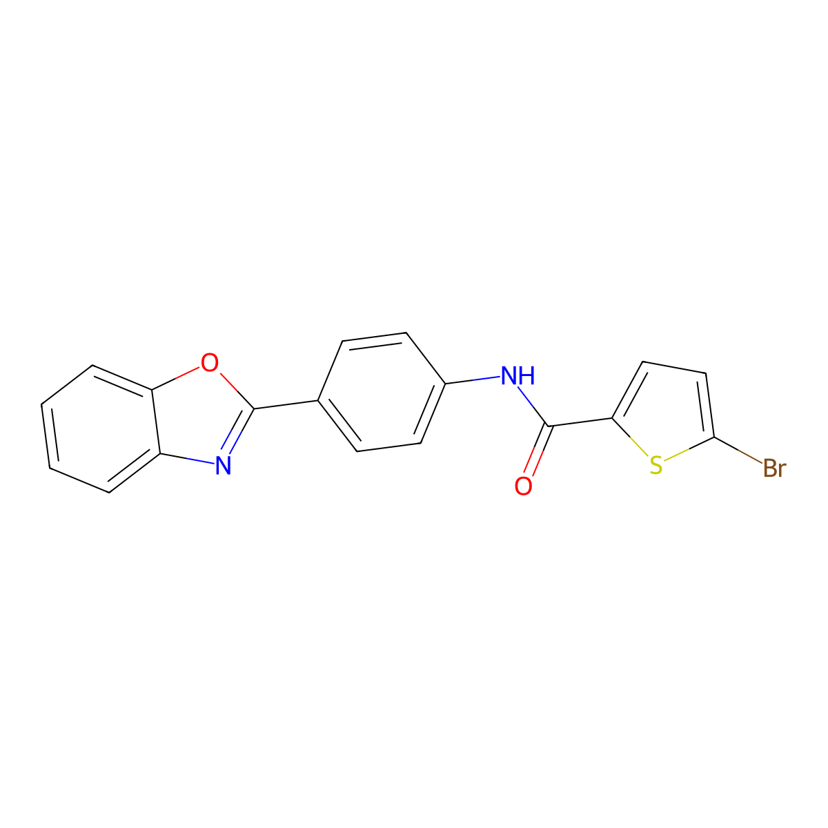 N-[4-(1,3-benzoxazol-2-yl)phenyl]-5-bromothiophene-2-carboxamide molecular structure, CAS 477485-96-4