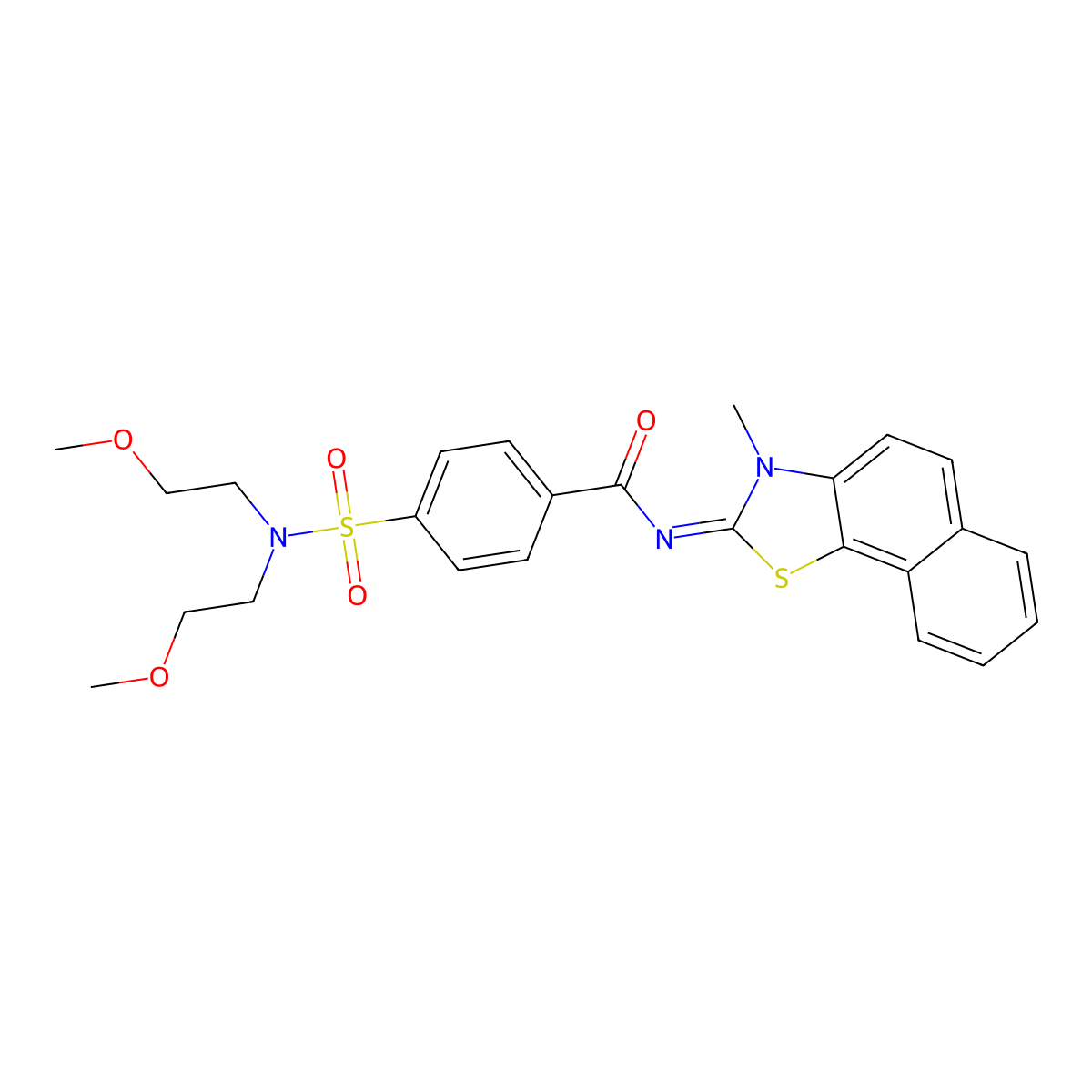 4-[bis(2-methoxyethyl)sulfamoyl]-N-(3-methylbenzo[g][1,3]benzothiazol-2-ylidene)benzamide molecular structure, CAS 477486-16-1