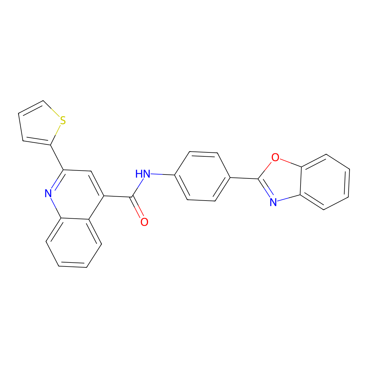 N-(4-(benzo[d]oxazol-2-yl)phenyl)-2-(thiophen-2-yl)quinoline-4-carboxamide molecular structure, CAS 477486-22-9