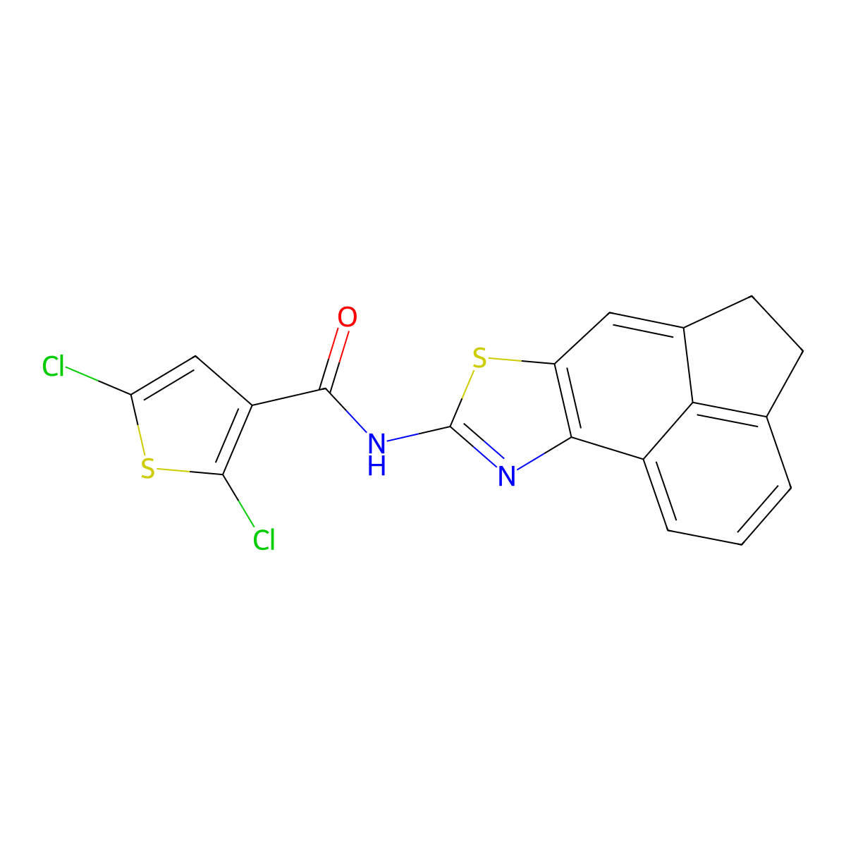2,5-dichloro-N-{5-thia-3-azatetracyclo[6.6.1.0^{2,6}.0^{11,15}]pentadeca-1(15),2(6),3,7,11,13-hexaen-4-yl}thiophene-3-carboxamide molecular structure, CAS 477486-37-6