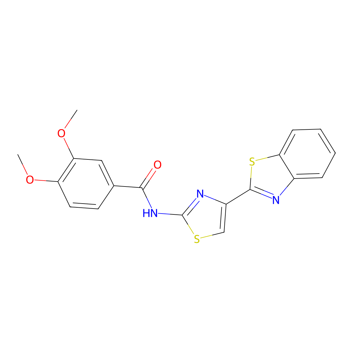 N-[4-(1,3-benzothiazol-2-yl)-1,3-thiazol-2-yl]-3,4-dimethoxybenzamide molecular structure, CAS 477486-43-4