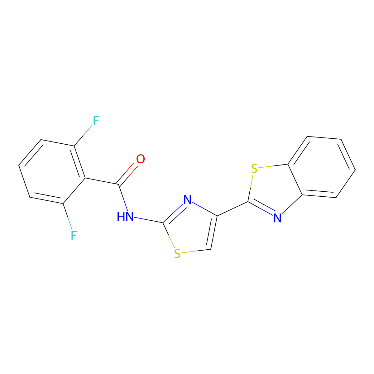 N-[4-(1,3-benzothiazol-2-yl)-1,3-thiazol-2-yl]-2,6-difluorobenzamide molecular structure, CAS 477486-46-7