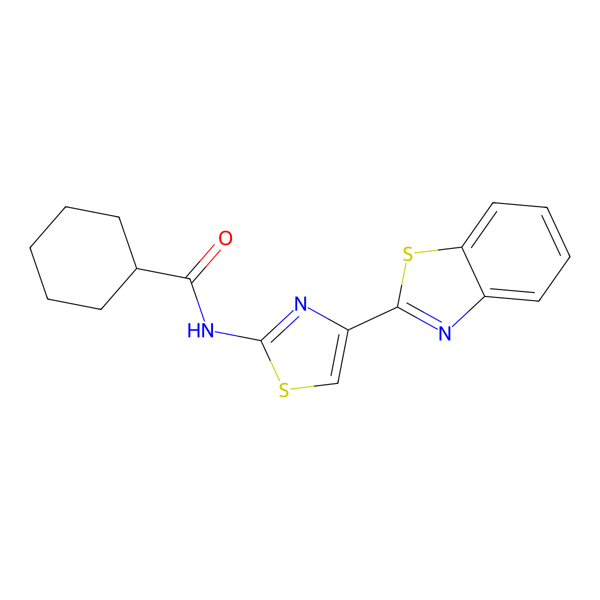 N-[4-(1,3-benzothiazol-2-yl)-1,3-thiazol-2-yl]cyclohexanecarboxamide molecular structure, CAS 477486-47-8