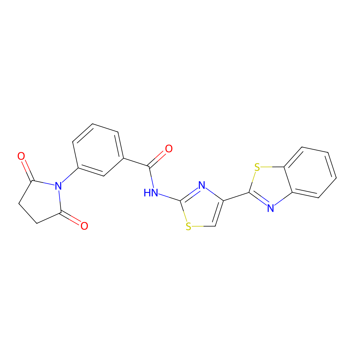 N-[4-(1,3-benzothiazol-2-yl)-1,3-thiazol-2-yl]-3-(2,5-dioxopyrrolidin-1-yl)benzamide molecular structure, CAS 477486-60-5