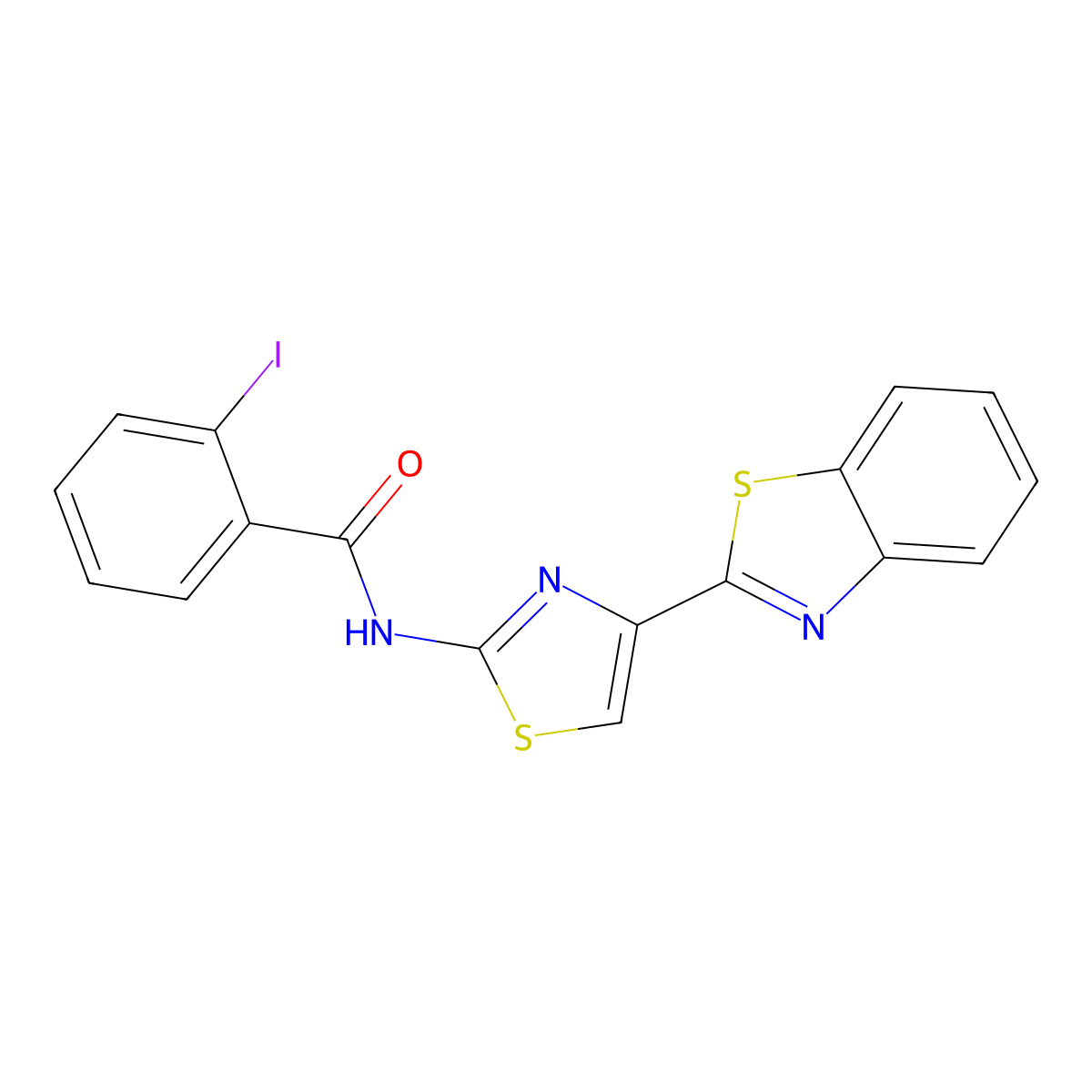 N-[4-(1,3-benzothiazol-2-yl)-1,3-thiazol-2-yl]-2-iodobenzamide molecular structure, CAS 477486-62-7