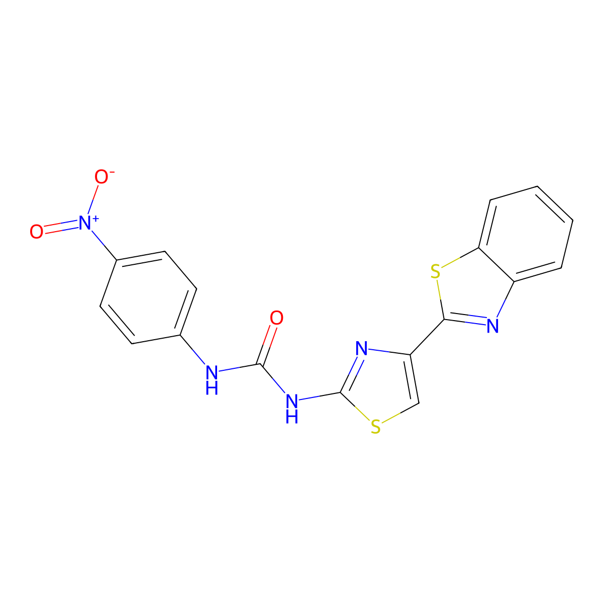 1-(4-(Benzo[d]thiazol-2-yl)thiazol-2-yl)-3-(4-nitrophenyl)urea molecular structure, CAS 477486-63-8