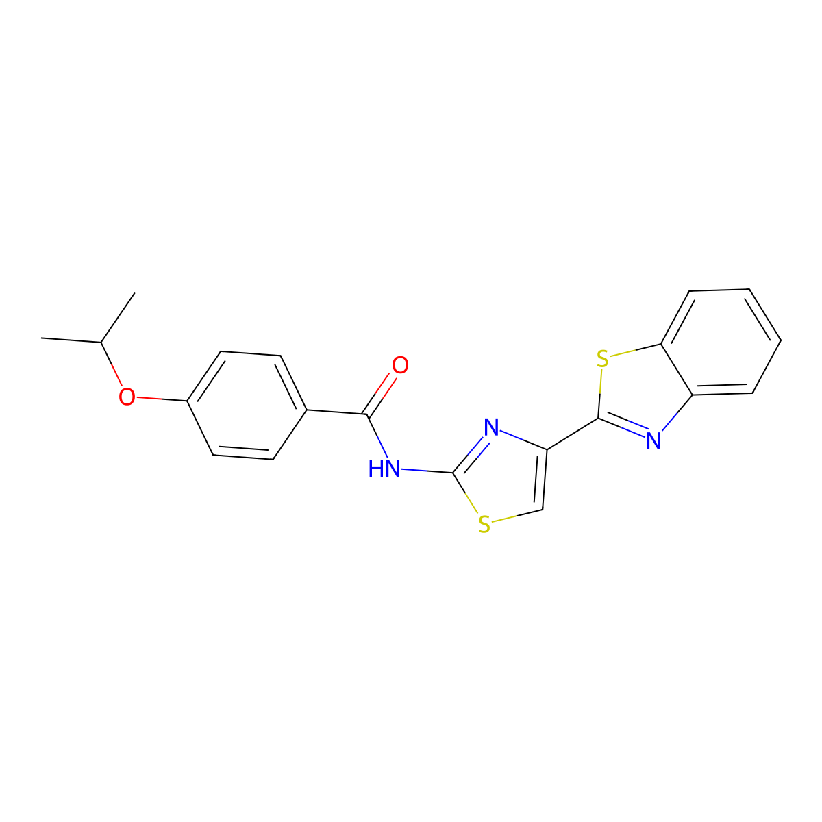 N-(4-(benzo[d]thiazol-2-yl)thiazol-2-yl)-4-isopropoxybenzamide molecular structure, CAS 477486-64-9