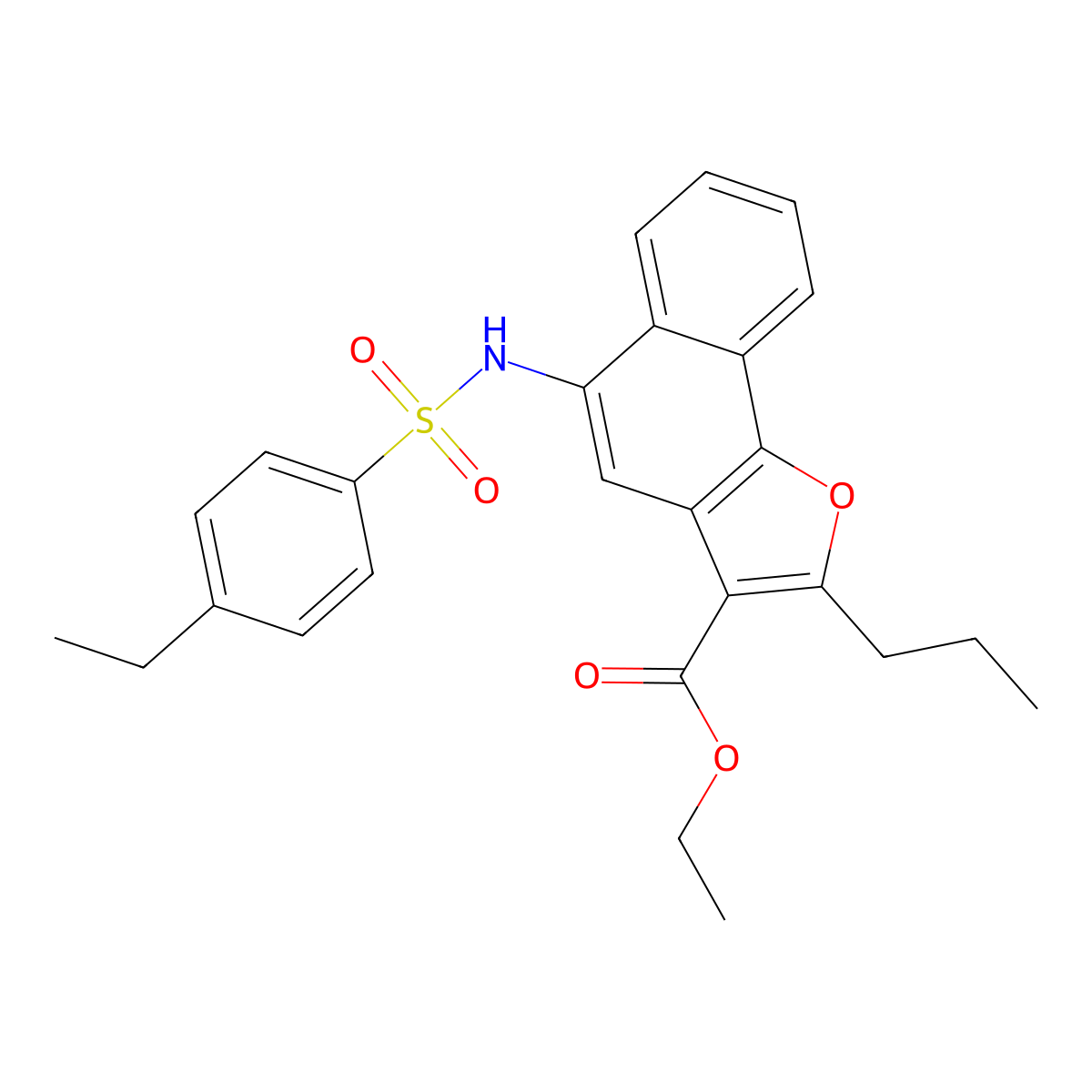 Ethyl 5-{[(4-ethylphenyl)sulfonyl]amino}-2-propylnaphtho[1,2-b]furan-3-carboxylate molecular structure, CAS 477487-27-7