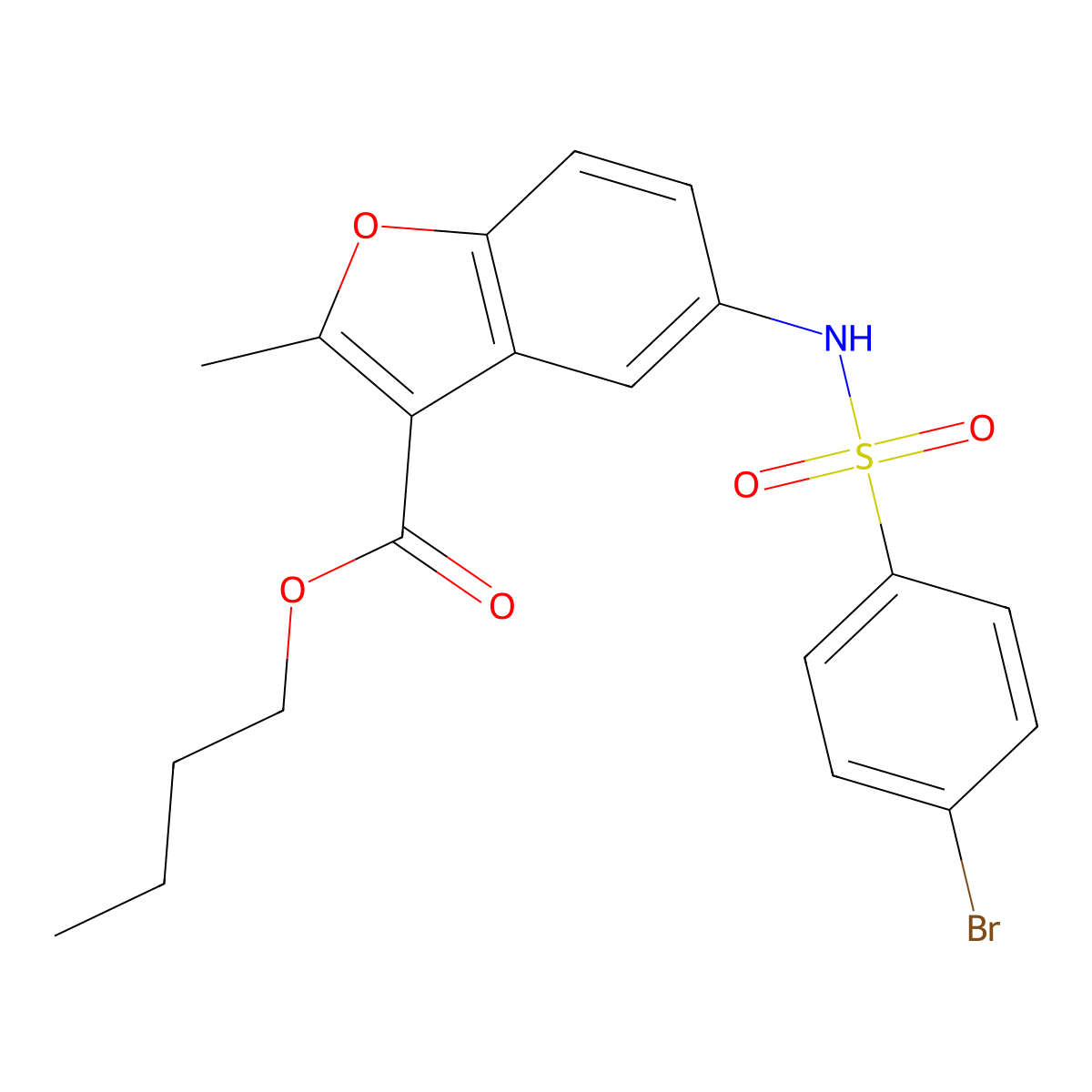 Butyl 5-{[(4-bromophenyl)sulfonyl]amino}-2-methyl-1-benzofuran-3-carboxylate molecular structure, CAS 477487-53-9