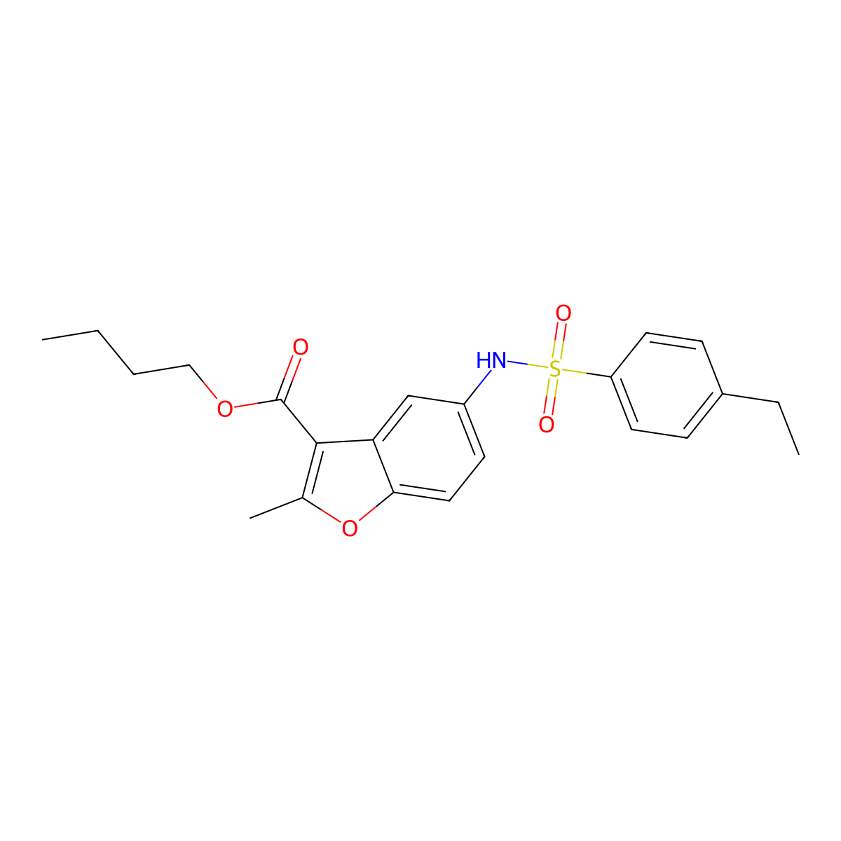 Butyl 5-(4-ethylbenzenesulfonamido)-2-methyl-1-benzofuran-3-carboxylate molecular structure, CAS 477487-60-8