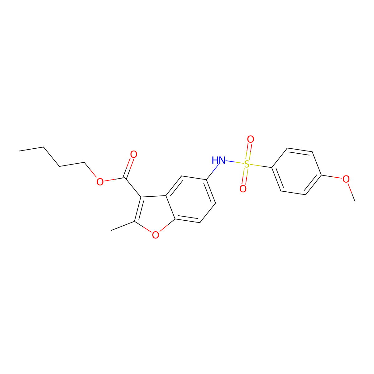 Butyl 5-{[(4-methoxyphenyl)sulfonyl]amino}-2-methyl-1-benzofuran-3-carboxylate molecular structure, CAS 477487-61-9