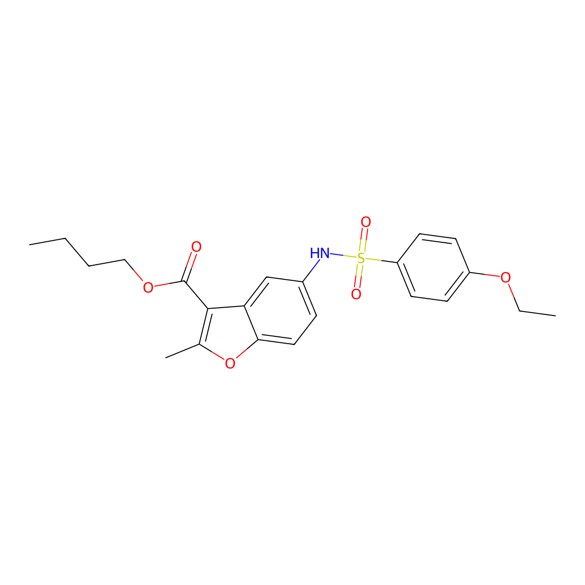 Butyl 5-{[(4-ethoxyphenyl)sulfonyl]amino}-2-methyl-1-benzofuran-3-carboxylate molecular structure, CAS 477487-62-0