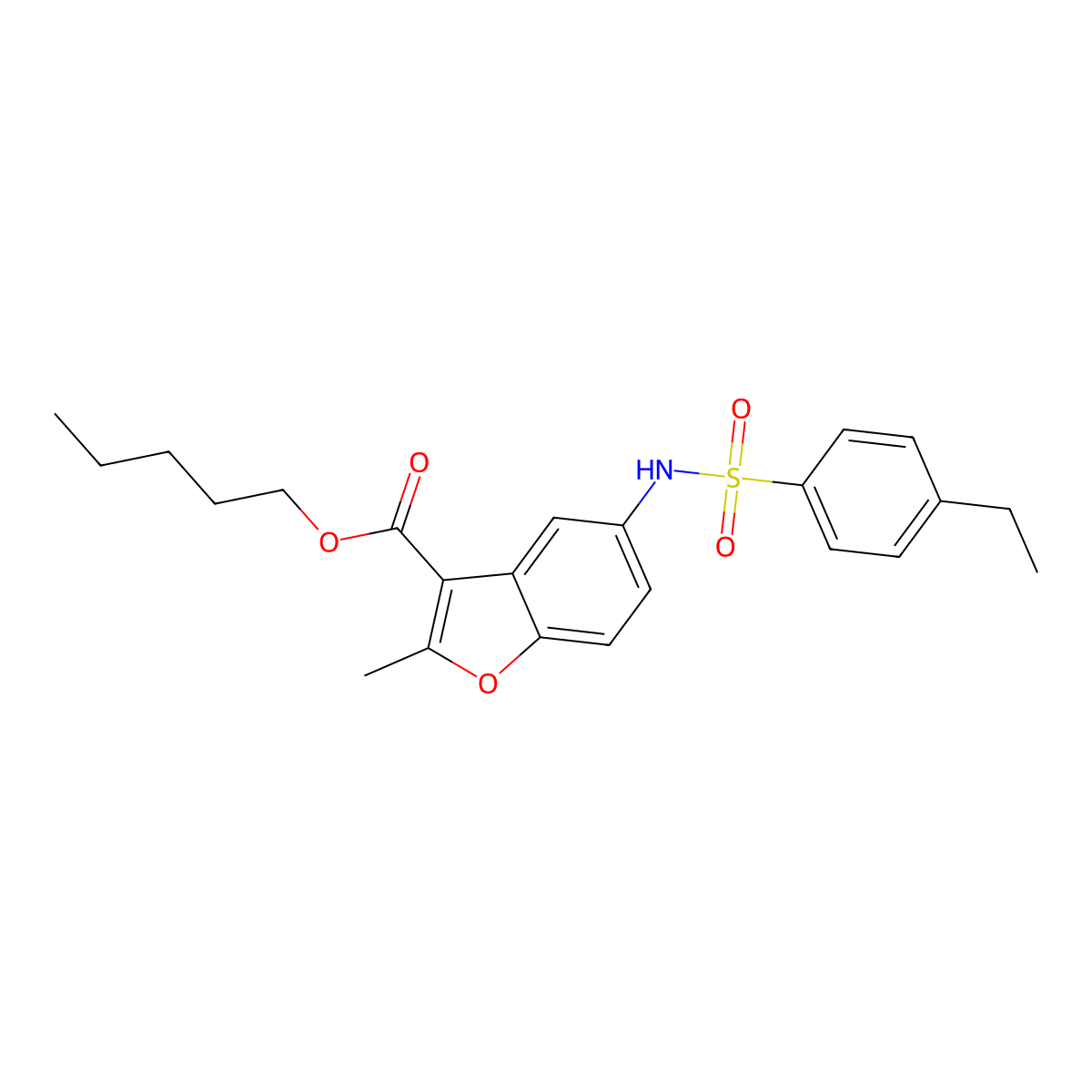 Pentyl 5-{[(4-ethylphenyl)sulfonyl]amino}-2-methyl-1-benzofuran-3-carboxylate molecular structure, CAS 477487-70-0