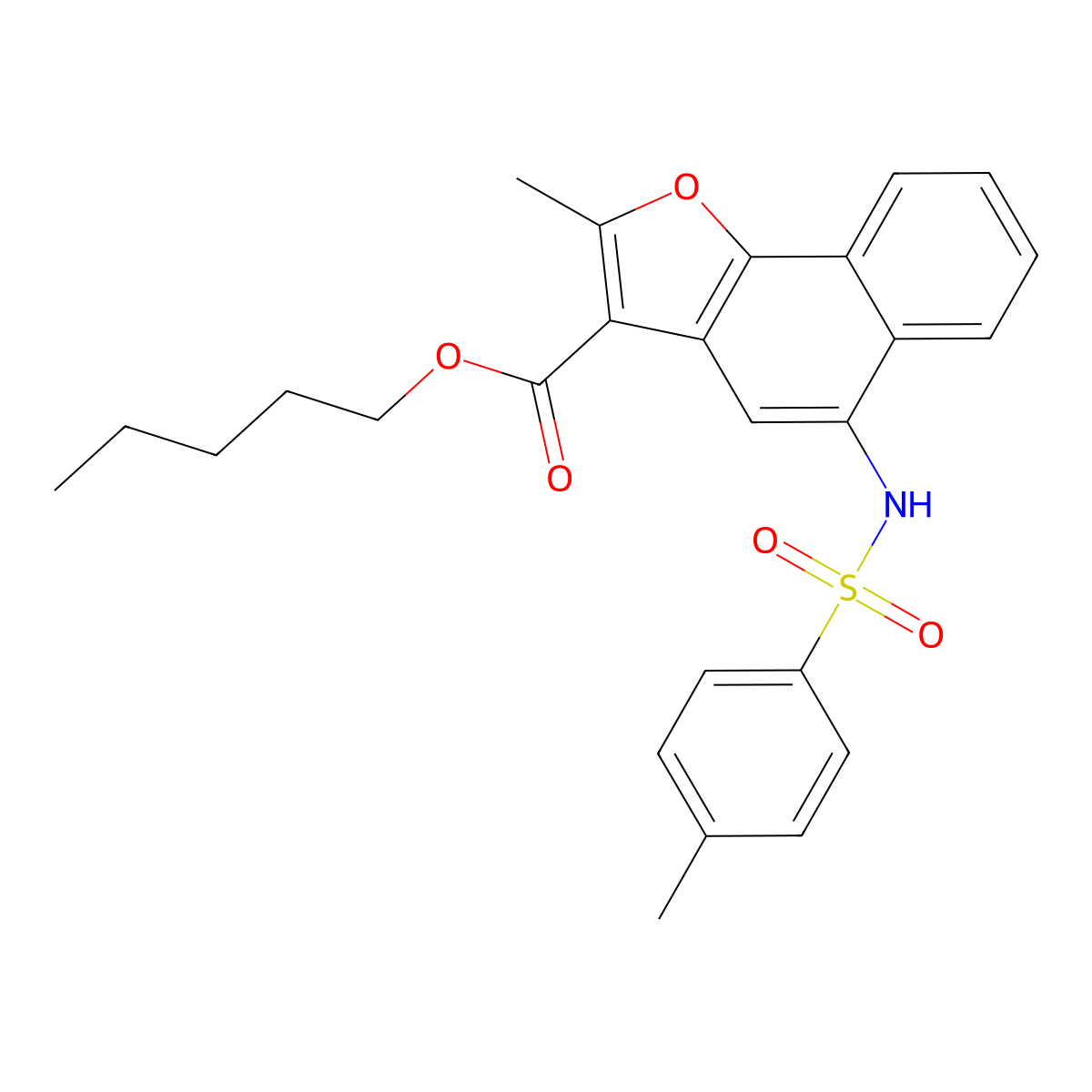 Pentyl 2-methyl-5-(4-methylbenzenesulfonamido)naphtho[1,2-B]furan-3-carboxylate molecular structure, CAS 477487-76-6