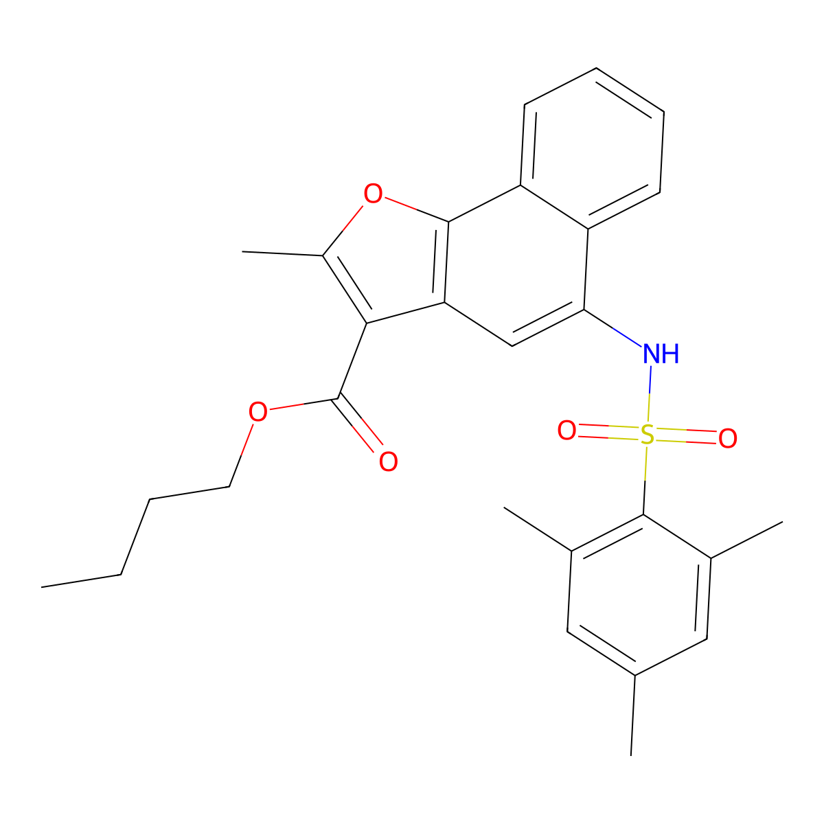 Butyl 5-[(mesitylsulfonyl)amino]-2-methylnaphtho[1,2-b]furan-3-carboxylate molecular structure, CAS 477487-96-0