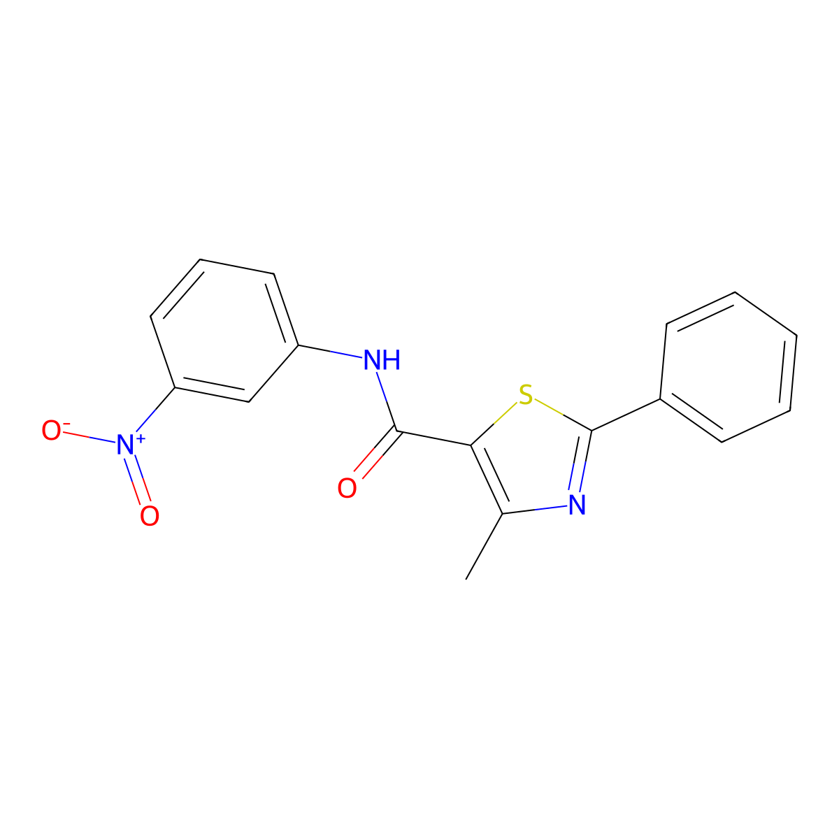 4-methyl-N-(3-nitrophenyl)-2-phenyl-1,3-thiazole-5-carboxamide molecular structure, CAS 477488-99-6