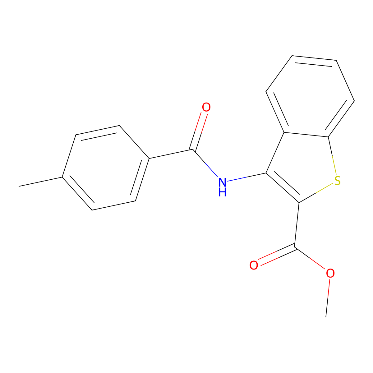 Methyl 3-(4-methylbenzamido)benzo[b]thiophene-2-carboxylate molecular structure, CAS 477490-05-4