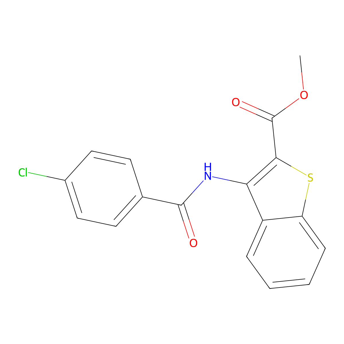 Methyl 3-(4-chlorobenzamido)benzo[b]thiophene-2-carboxylate molecular structure, CAS 477490-06-5