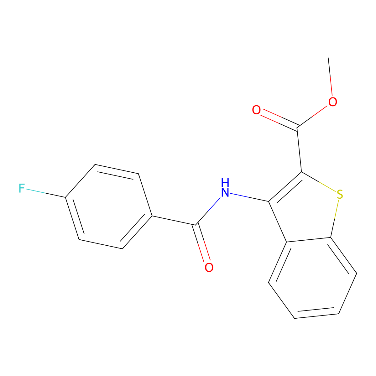 Methyl 3-(4-fluorobenzamido)benzo[b]thiophene-2-carboxylate molecular structure, CAS 477490-07-6